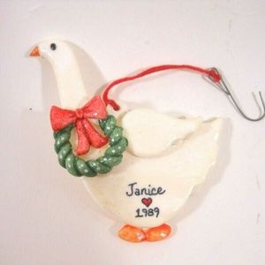 Goose Vtg Christmas House ornament 1989 Janice is your name Janice